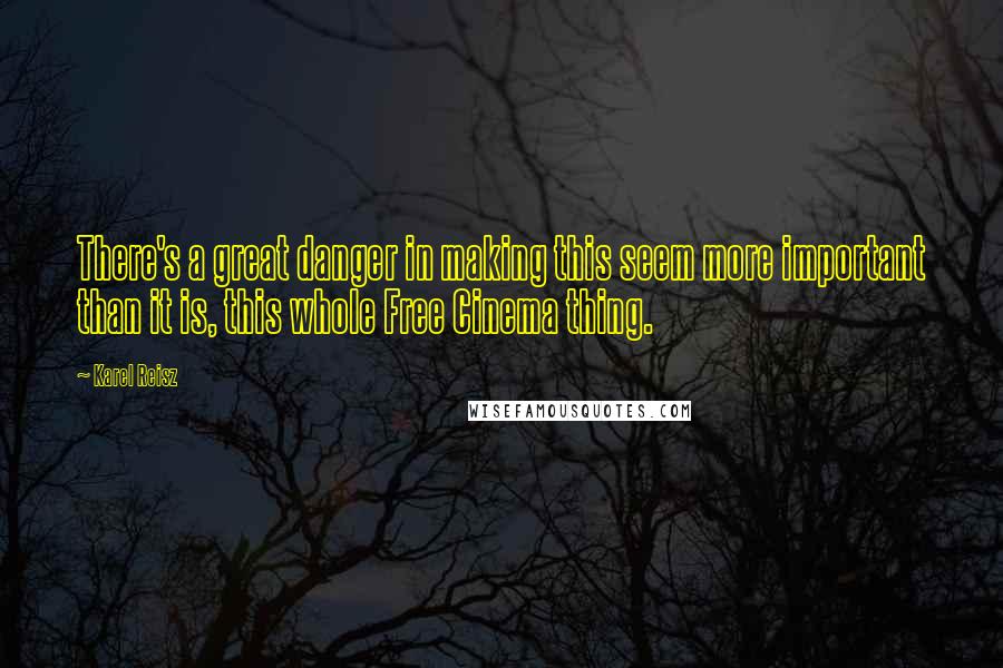 Karel Reisz Quotes: There's a great danger in making this seem more important than it is, this whole Free Cinema thing.