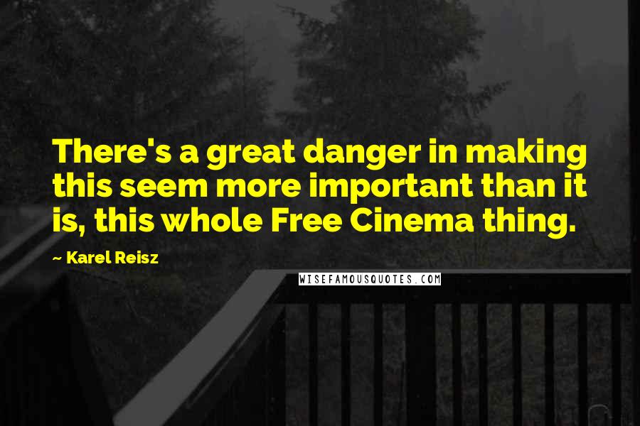 Karel Reisz Quotes: There's a great danger in making this seem more important than it is, this whole Free Cinema thing.