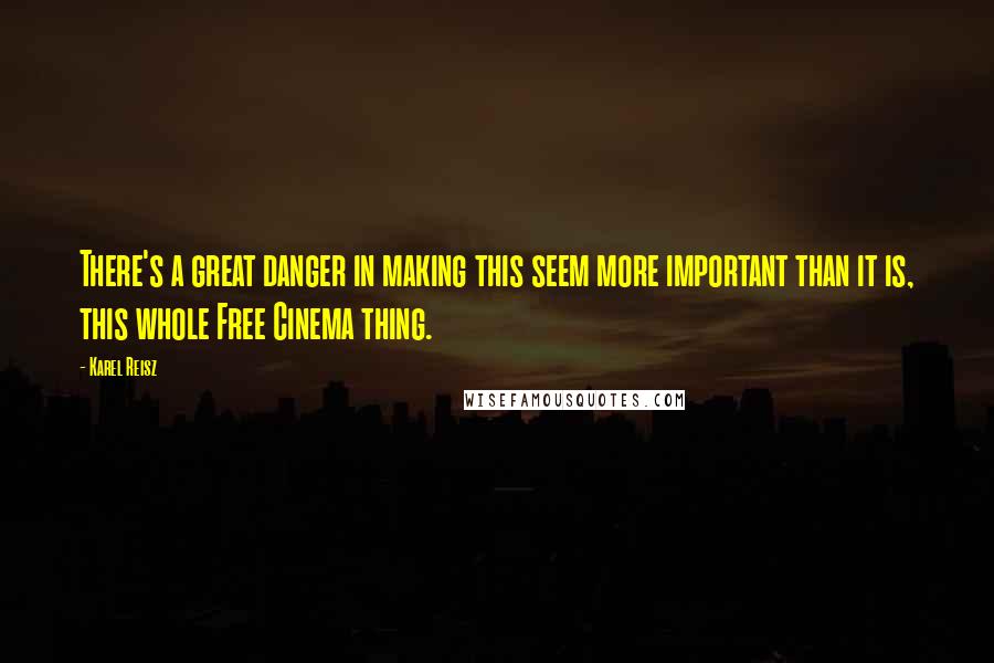 Karel Reisz Quotes: There's a great danger in making this seem more important than it is, this whole Free Cinema thing.