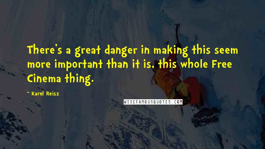 Karel Reisz Quotes: There's a great danger in making this seem more important than it is, this whole Free Cinema thing.