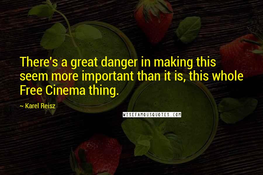 Karel Reisz Quotes: There's a great danger in making this seem more important than it is, this whole Free Cinema thing.