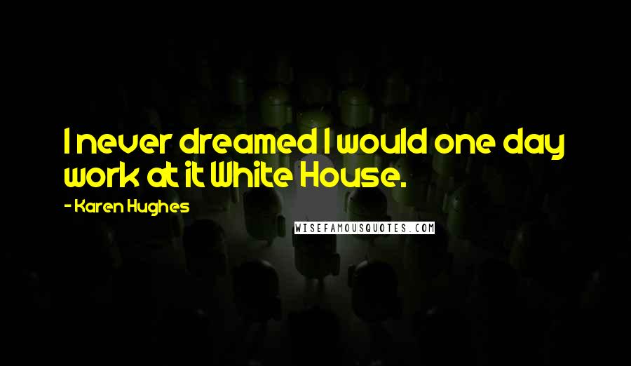 Karen Hughes Quotes: I never dreamed I would one day work at it White House.
