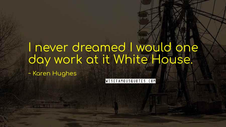 Karen Hughes Quotes: I never dreamed I would one day work at it White House.