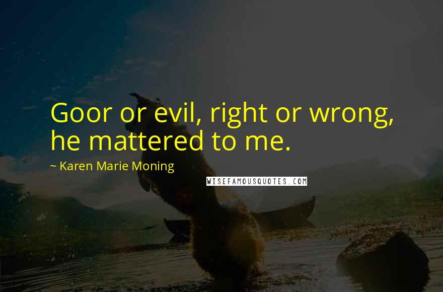 Karen Marie Moning Quotes: Goor or evil, right or wrong, he mattered to me.