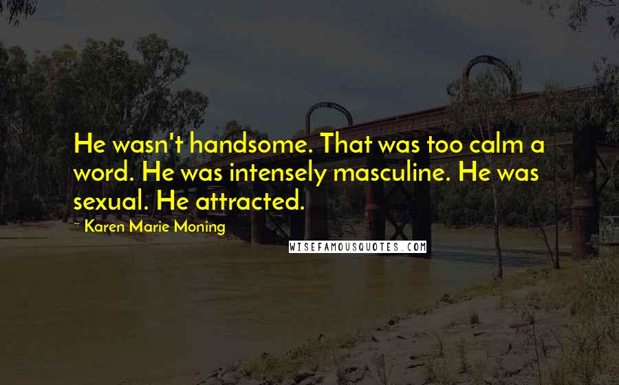 Karen Marie Moning Quotes: He wasn't handsome. That was too calm a word. He was intensely masculine. He was sexual. He attracted.