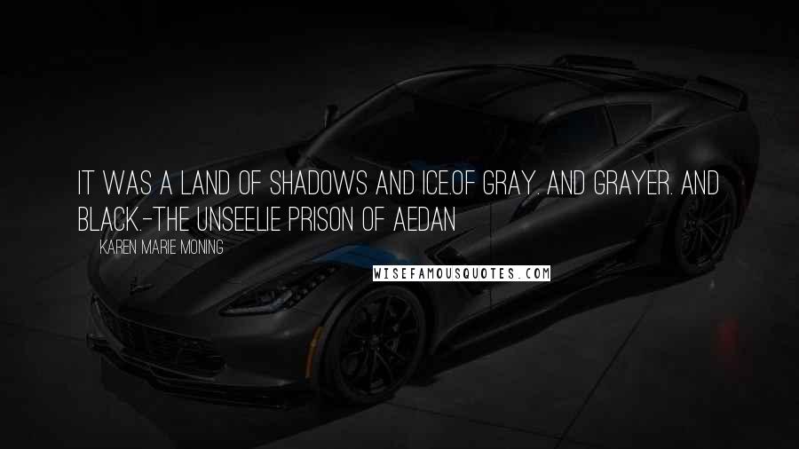 Karen Marie Moning Quotes: It was a land of shadows and ice.Of gray. And grayer. And black.-The Unseelie prison of Aedan