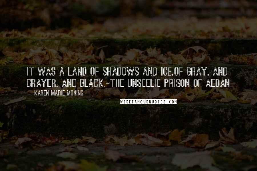 Karen Marie Moning Quotes: It was a land of shadows and ice.Of gray. And grayer. And black.-The Unseelie prison of Aedan