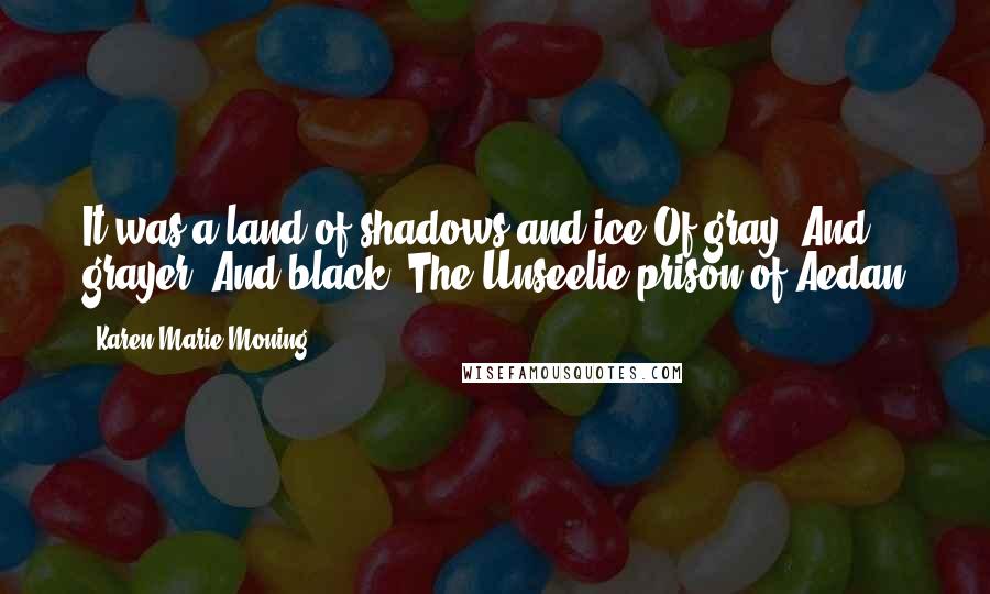 Karen Marie Moning Quotes: It was a land of shadows and ice.Of gray. And grayer. And black.-The Unseelie prison of Aedan