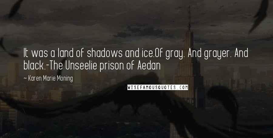 Karen Marie Moning Quotes: It was a land of shadows and ice.Of gray. And grayer. And black.-The Unseelie prison of Aedan
