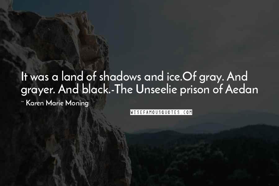 Karen Marie Moning Quotes: It was a land of shadows and ice.Of gray. And grayer. And black.-The Unseelie prison of Aedan