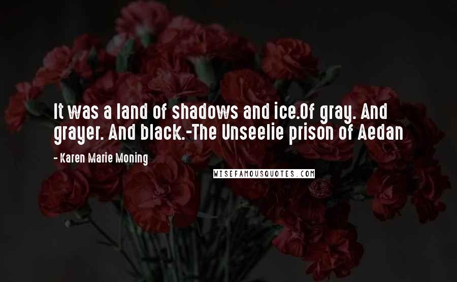 Karen Marie Moning Quotes: It was a land of shadows and ice.Of gray. And grayer. And black.-The Unseelie prison of Aedan