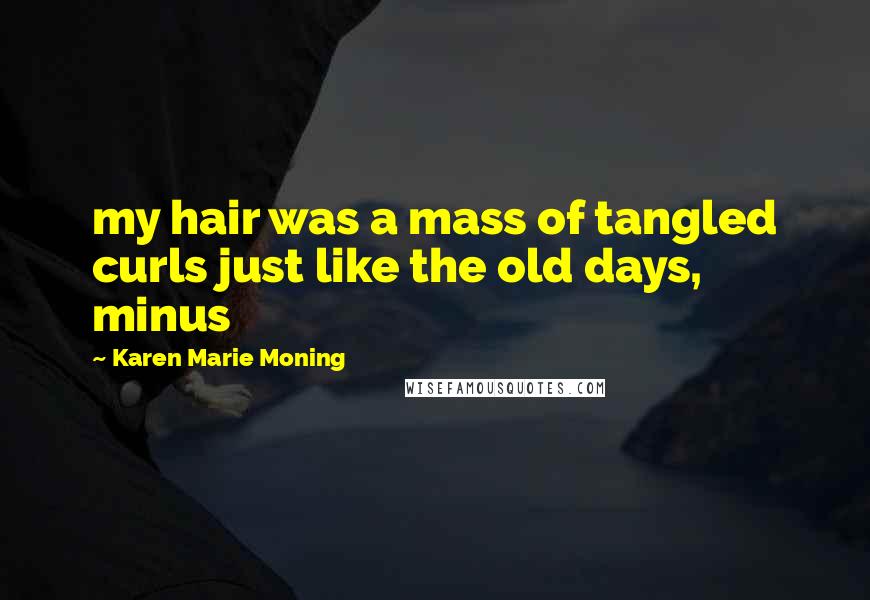 Karen Marie Moning Quotes: my hair was a mass of tangled curls just like the old days, minus