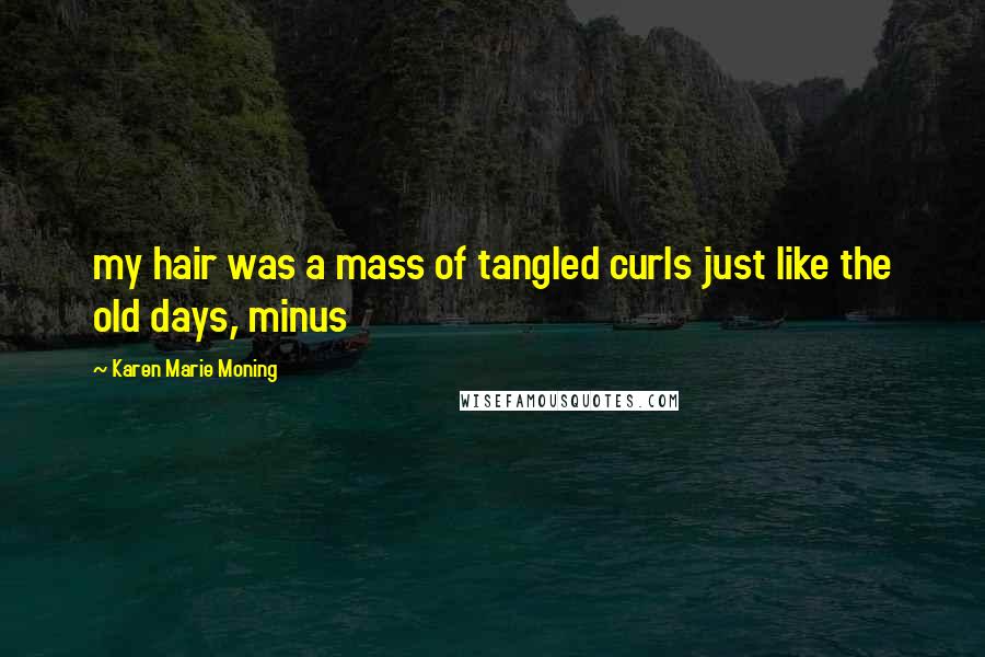 Karen Marie Moning Quotes: my hair was a mass of tangled curls just like the old days, minus