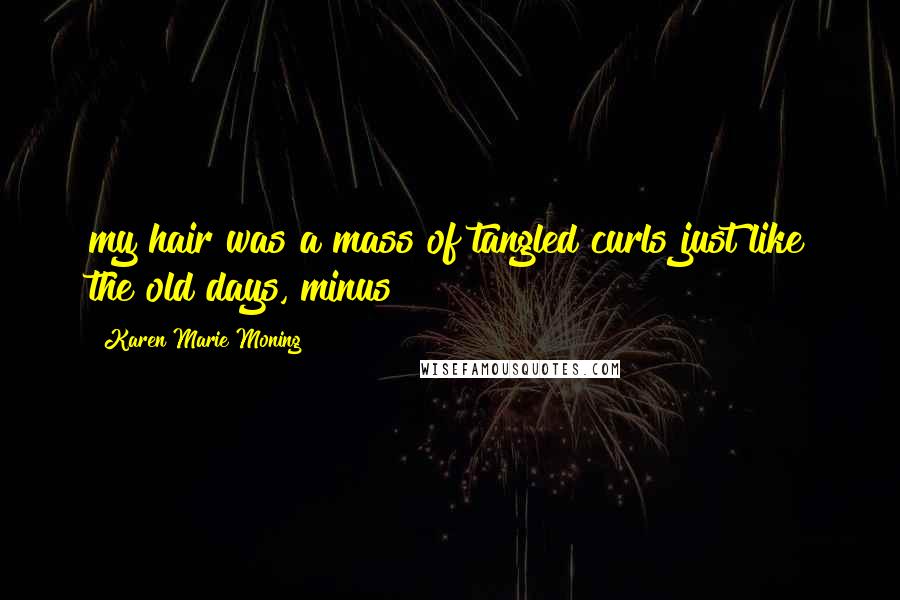 Karen Marie Moning Quotes: my hair was a mass of tangled curls just like the old days, minus