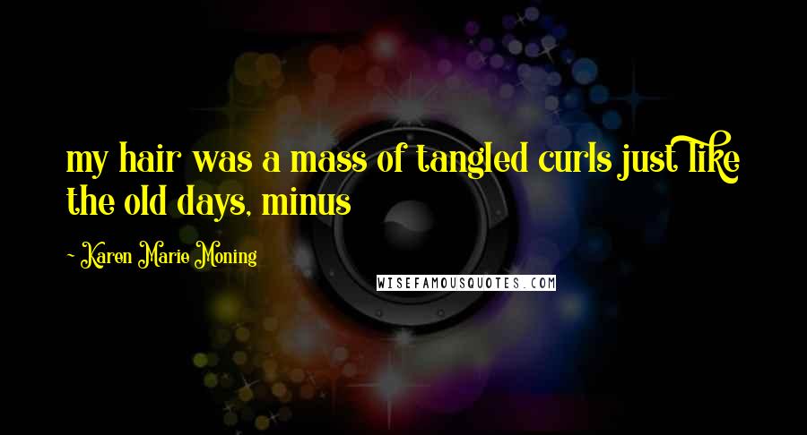 Karen Marie Moning Quotes: my hair was a mass of tangled curls just like the old days, minus