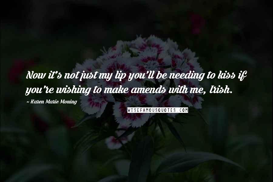 Karen Marie Moning Quotes: Now it's not just my lip you'll be needing to kiss if you're wishing to make amends with me, Irish.