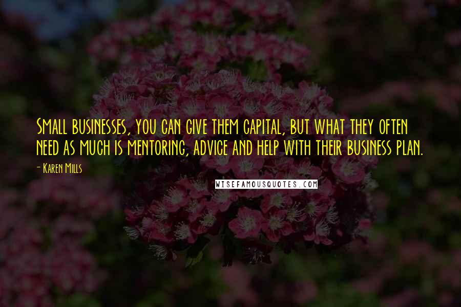 Karen Mills Quotes: Small businesses, you can give them capital, but what they often need as much is mentoring, advice and help with their business plan.