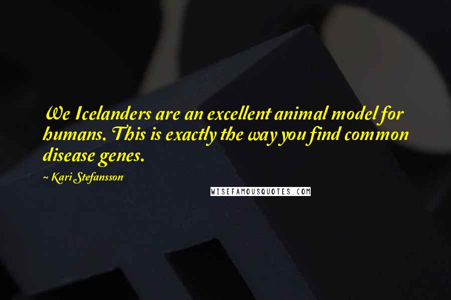 Kari Stefansson Quotes: We Icelanders are an excellent animal model for humans. This is exactly the way you find common disease genes.