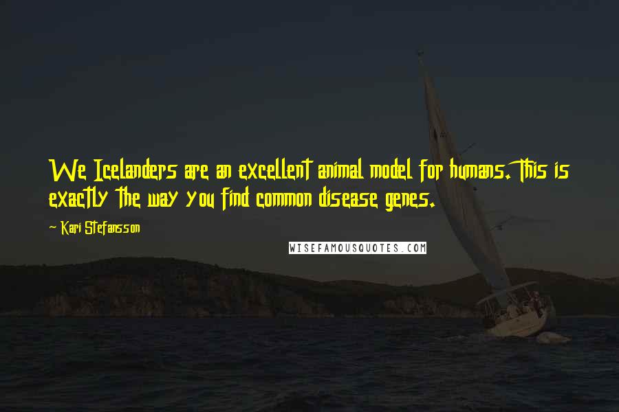 Kari Stefansson Quotes: We Icelanders are an excellent animal model for humans. This is exactly the way you find common disease genes.