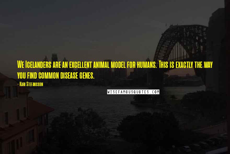 Kari Stefansson Quotes: We Icelanders are an excellent animal model for humans. This is exactly the way you find common disease genes.