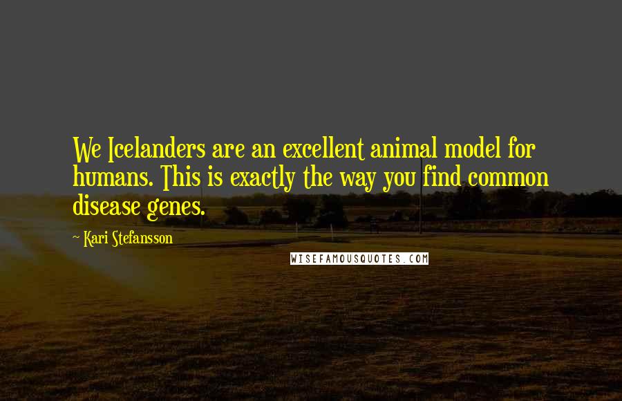 Kari Stefansson Quotes: We Icelanders are an excellent animal model for humans. This is exactly the way you find common disease genes.