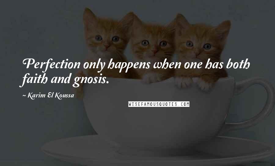 Karim El Koussa Quotes: Perfection only happens when one has both faith and gnosis.