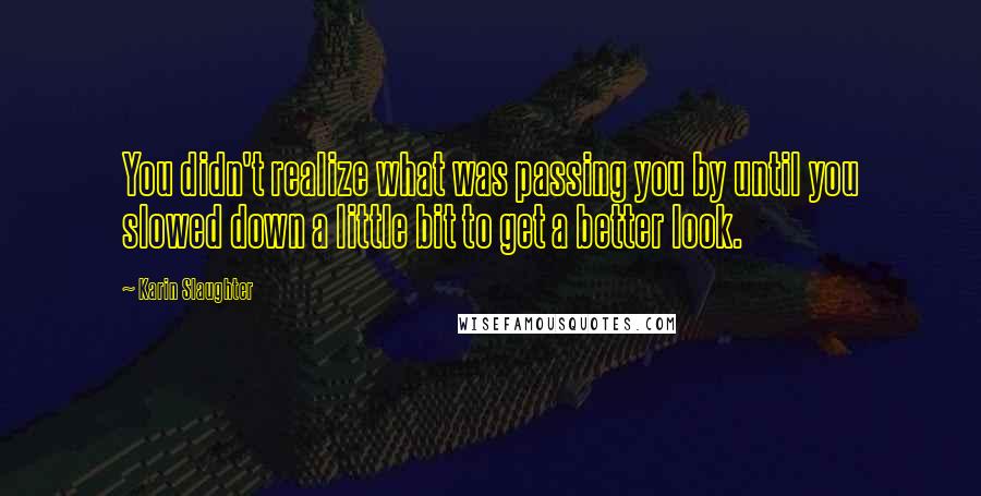 Karin Slaughter Quotes: You didn't realize what was passing you by until you slowed down a little bit to get a better look.