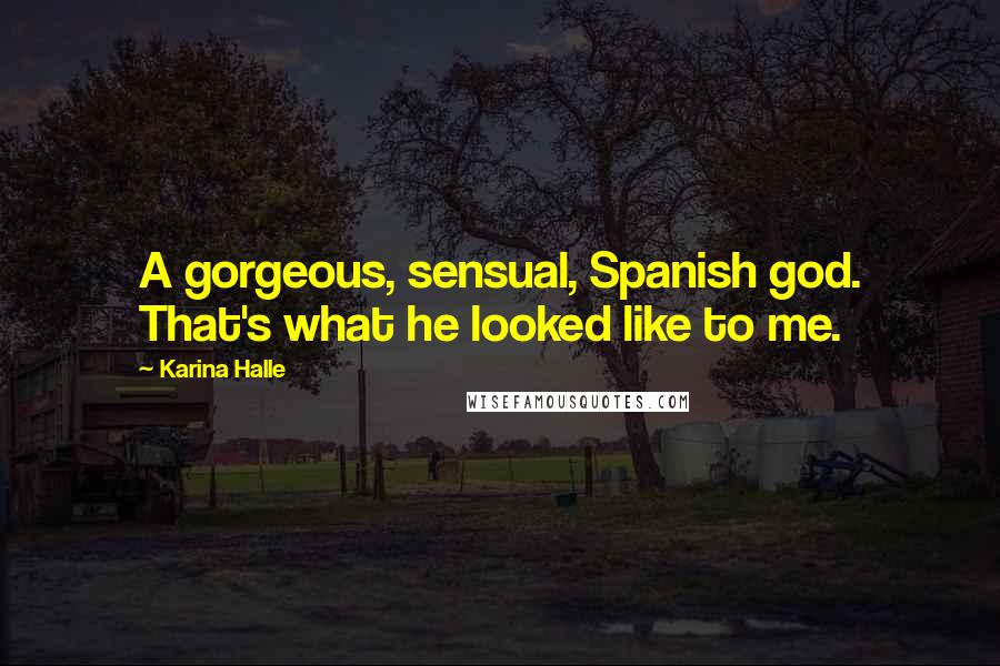 Karina Halle Quotes: A gorgeous, sensual, Spanish god. That's what he looked like to me.
