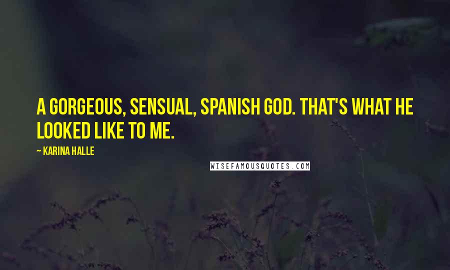 Karina Halle Quotes: A gorgeous, sensual, Spanish god. That's what he looked like to me.