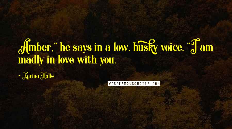 Karina Halle Quotes: Amber," he says in a low, husky voice. "I am madly in love with you.