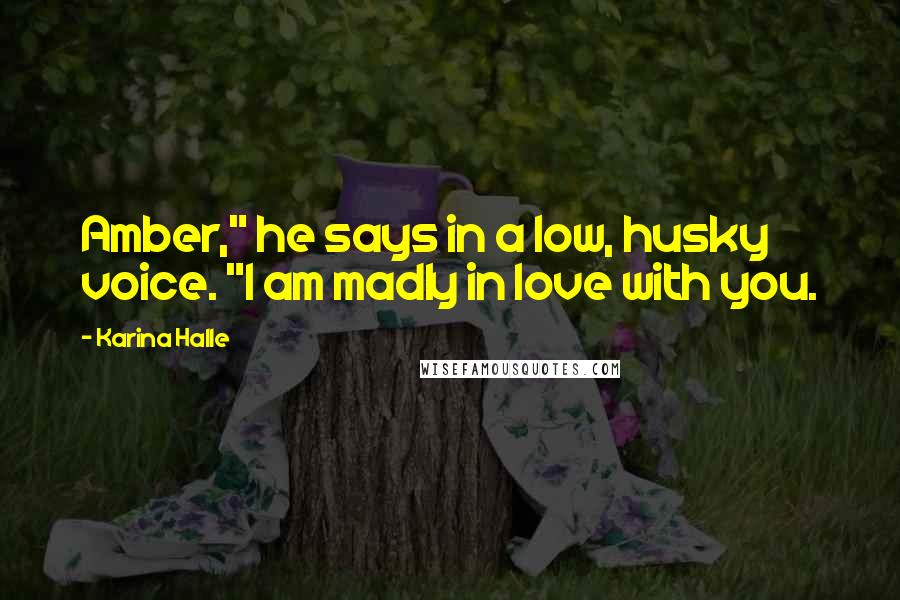 Karina Halle Quotes: Amber," he says in a low, husky voice. "I am madly in love with you.