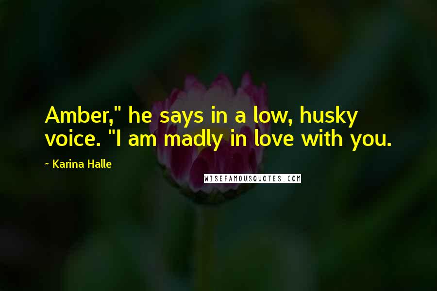 Karina Halle Quotes: Amber," he says in a low, husky voice. "I am madly in love with you.