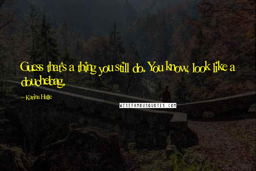 Karina Halle Quotes: Guess that's a thing you still do. You know, look like a douchebag.