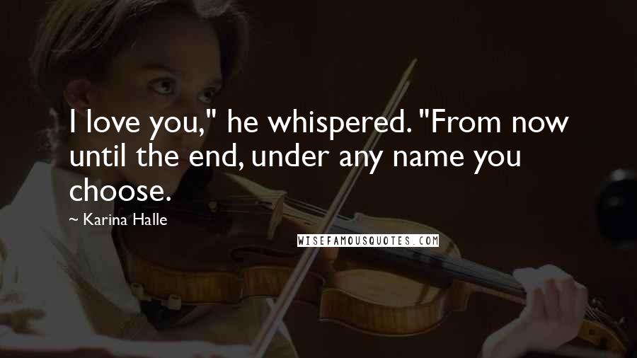 Karina Halle Quotes: I love you," he whispered. "From now until the end, under any name you choose.