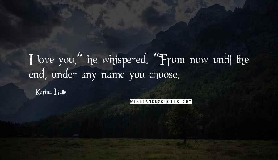 Karina Halle Quotes: I love you," he whispered. "From now until the end, under any name you choose.