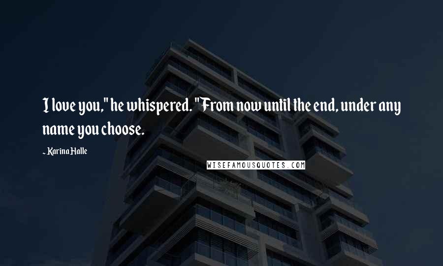 Karina Halle Quotes: I love you," he whispered. "From now until the end, under any name you choose.
