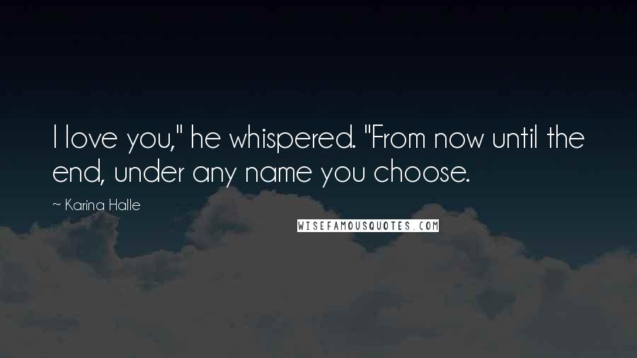 Karina Halle Quotes: I love you," he whispered. "From now until the end, under any name you choose.