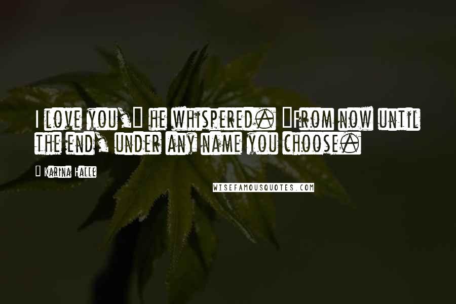Karina Halle Quotes: I love you," he whispered. "From now until the end, under any name you choose.