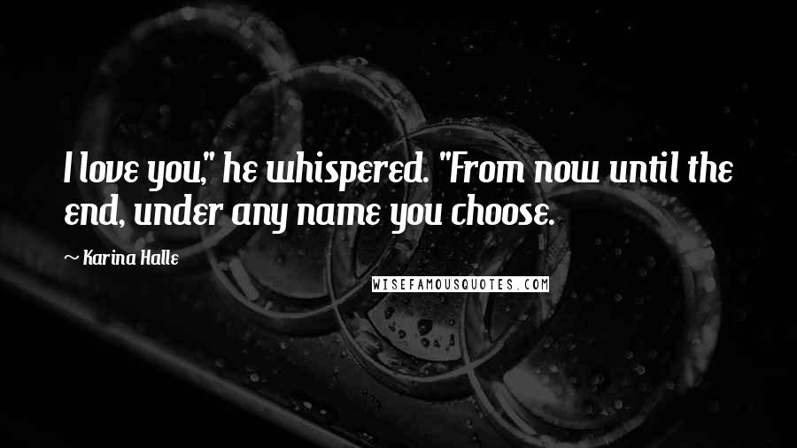 Karina Halle Quotes: I love you," he whispered. "From now until the end, under any name you choose.