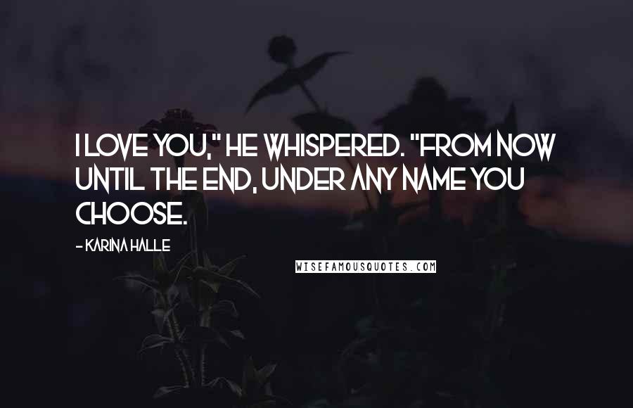 Karina Halle Quotes: I love you," he whispered. "From now until the end, under any name you choose.