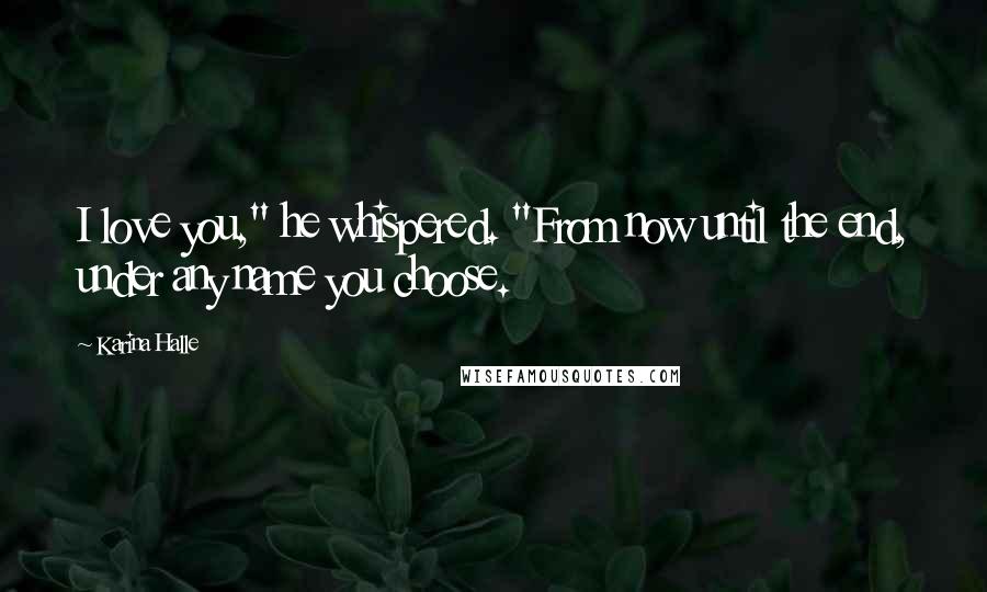 Karina Halle Quotes: I love you," he whispered. "From now until the end, under any name you choose.