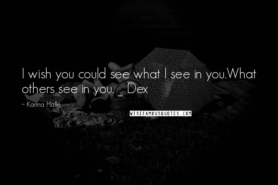 Karina Halle Quotes: I wish you could see what I see in you.What others see in you. _ Dex