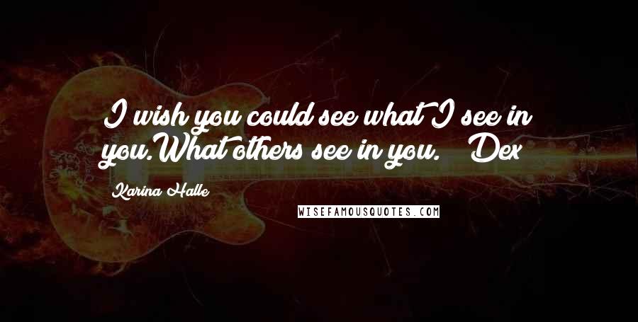 Karina Halle Quotes: I wish you could see what I see in you.What others see in you. _ Dex
