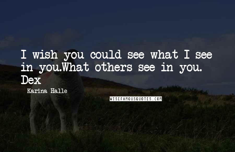Karina Halle Quotes: I wish you could see what I see in you.What others see in you. _ Dex