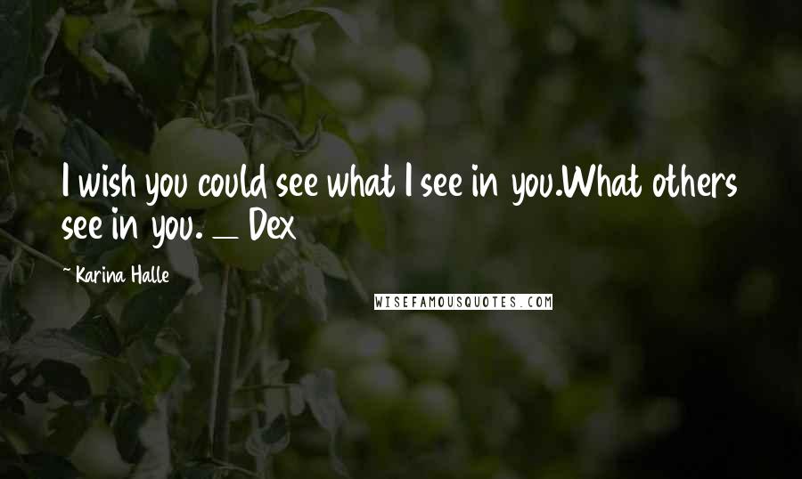Karina Halle Quotes: I wish you could see what I see in you.What others see in you. _ Dex