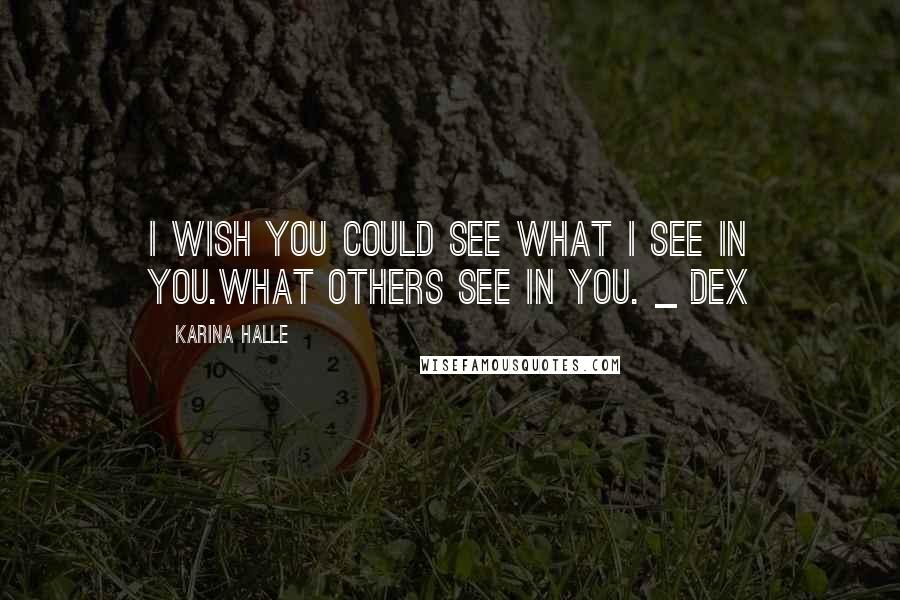 Karina Halle Quotes: I wish you could see what I see in you.What others see in you. _ Dex
