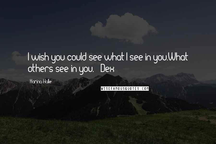 Karina Halle Quotes: I wish you could see what I see in you.What others see in you. _ Dex