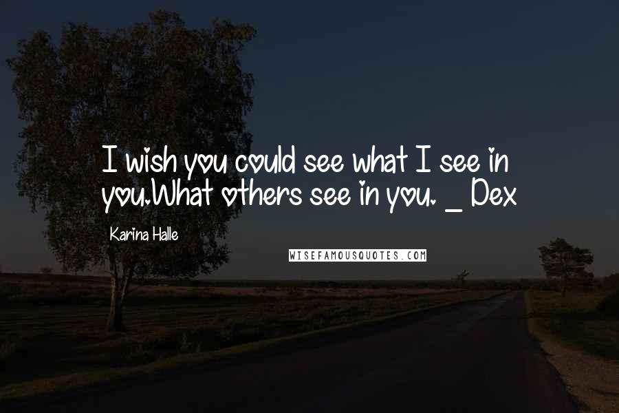 Karina Halle Quotes: I wish you could see what I see in you.What others see in you. _ Dex