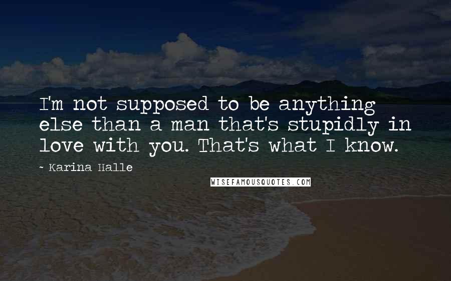 Karina Halle Quotes: I'm not supposed to be anything else than a man that's stupidly in love with you. That's what I know.