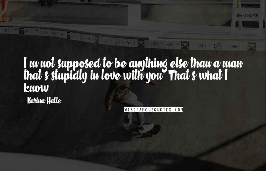 Karina Halle Quotes: I'm not supposed to be anything else than a man that's stupidly in love with you. That's what I know.